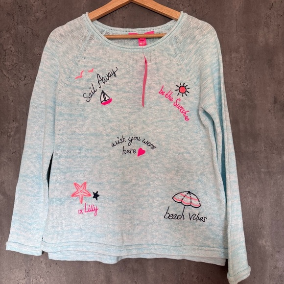 Lilly Pulitzer Blue Crew Neck Sweater with Playful Design - Picture 2 of 14